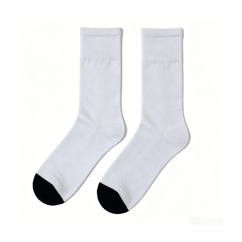 White & Black Toe Comfort Airline Crew Sock