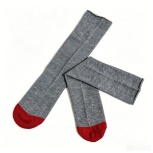 Heather Gray & Red Heel Comfort Airline Crew Socks
