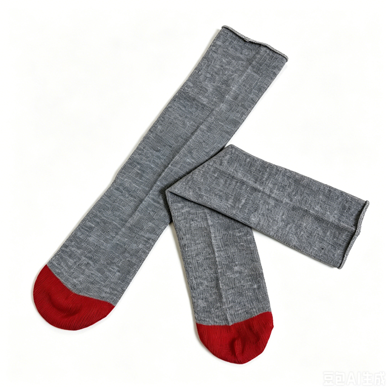 Heather Gray & Red Heel Comfort Airline Crew Socks