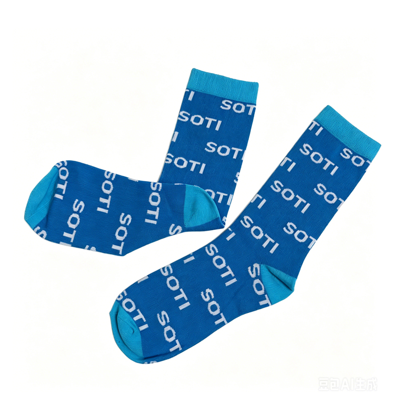 Blue Letter Print Airline-Exclusive Crew Socks