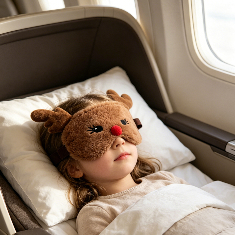 Kids’ Reindeer Plush Travel Sleep Mask
