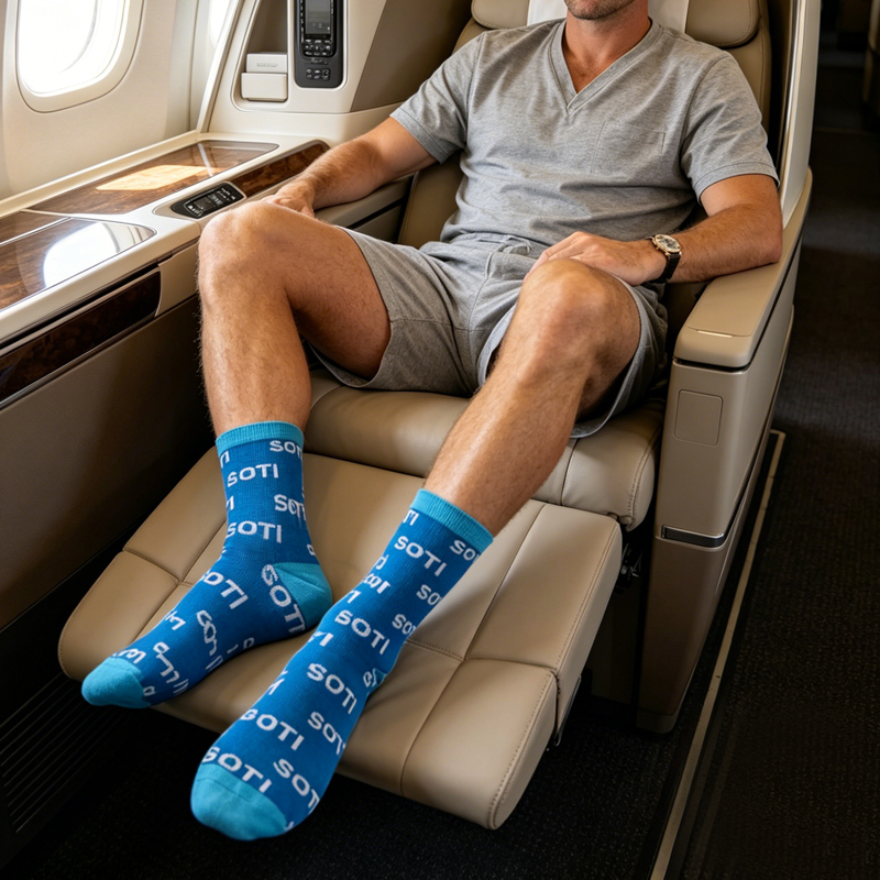 Blue Letter Print Airline-Exclusive Crew Socks