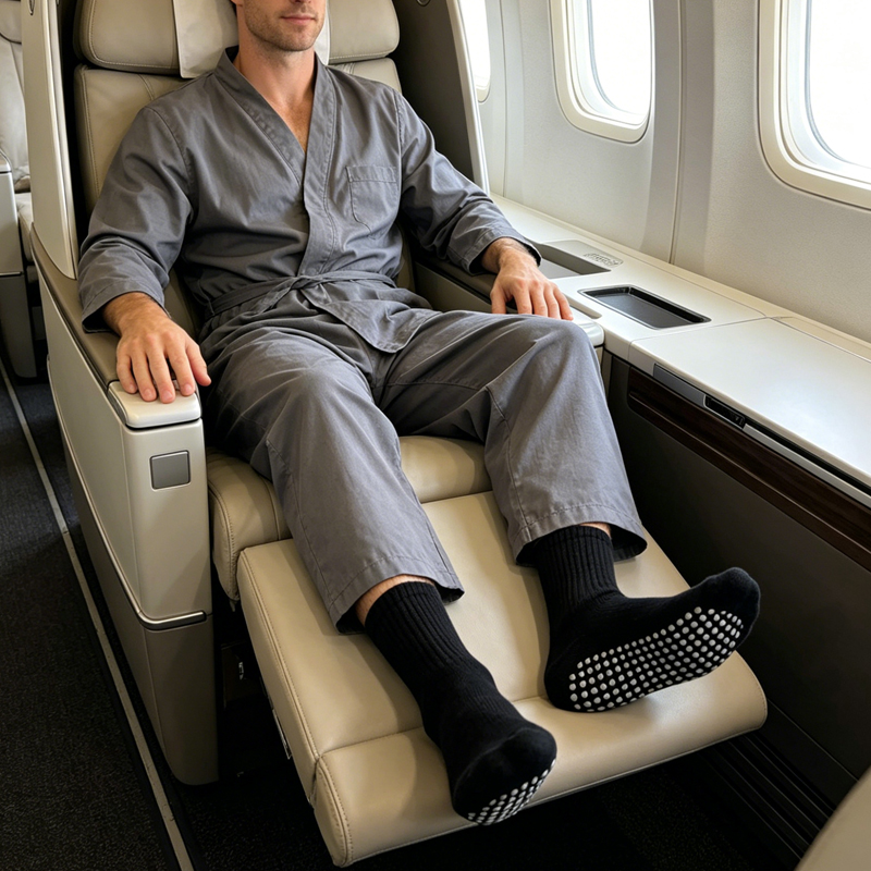 Vertical Ribbed Non-slip Travel Airline Socks