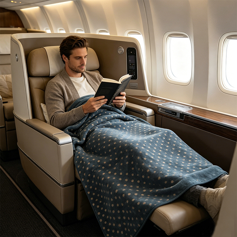 Polka Dot Pattern Recycled Polyester  Aviation Blanket
